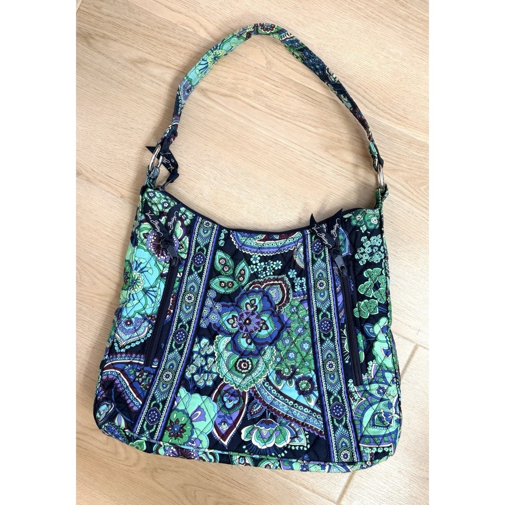 Vera Bradley Blue Rhapsody Floral & Paisley Hobo Bag Handbag Shoulder Purse